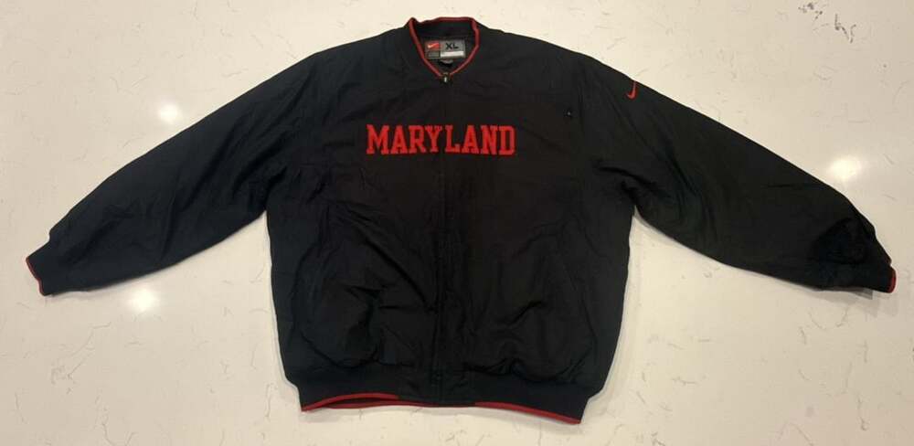 Nike Maryland Terrapins Jacket Size XL Black Red Full Zip Windbreaker